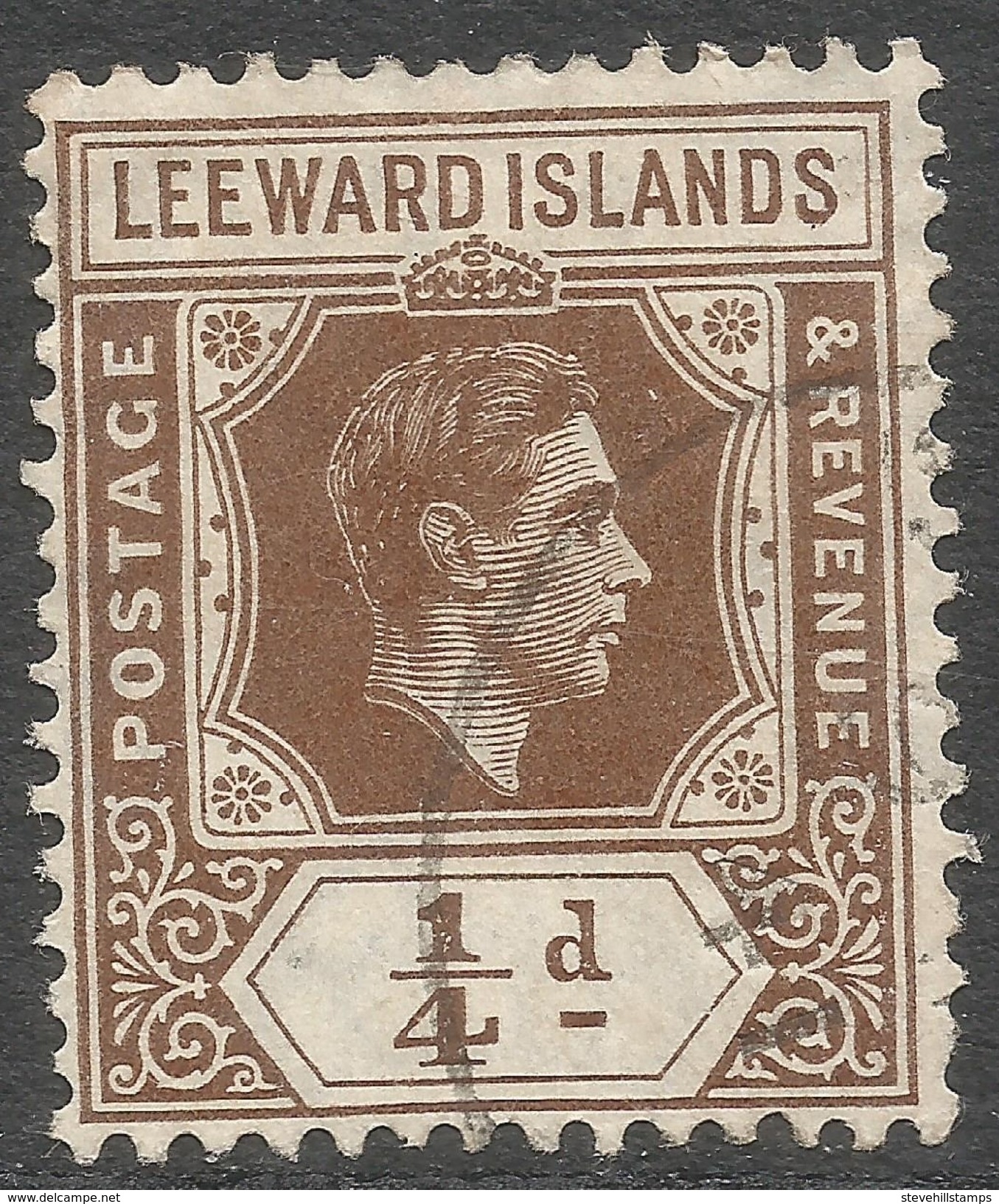 Leeward Islands. 1938-51 KGVI. ¼d Used. SG 95 - Leeward  Islands
