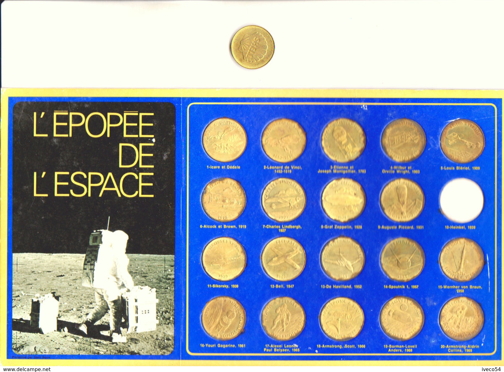 1969  U.S.A. " Odyssée De L'Espace "  Carnet  Médaillier Complet Shell  ( 20 Médailles Commémoratives ) - Other & Unclassified