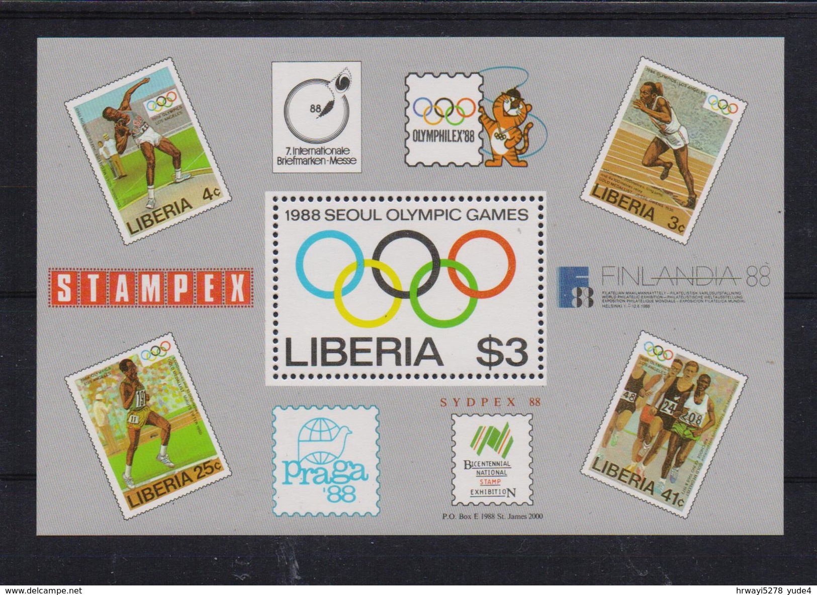 Liberia 1988, S/s Sports, Olympic Games, Mibl 114, MNH. Cv 10 Euro - Liberia