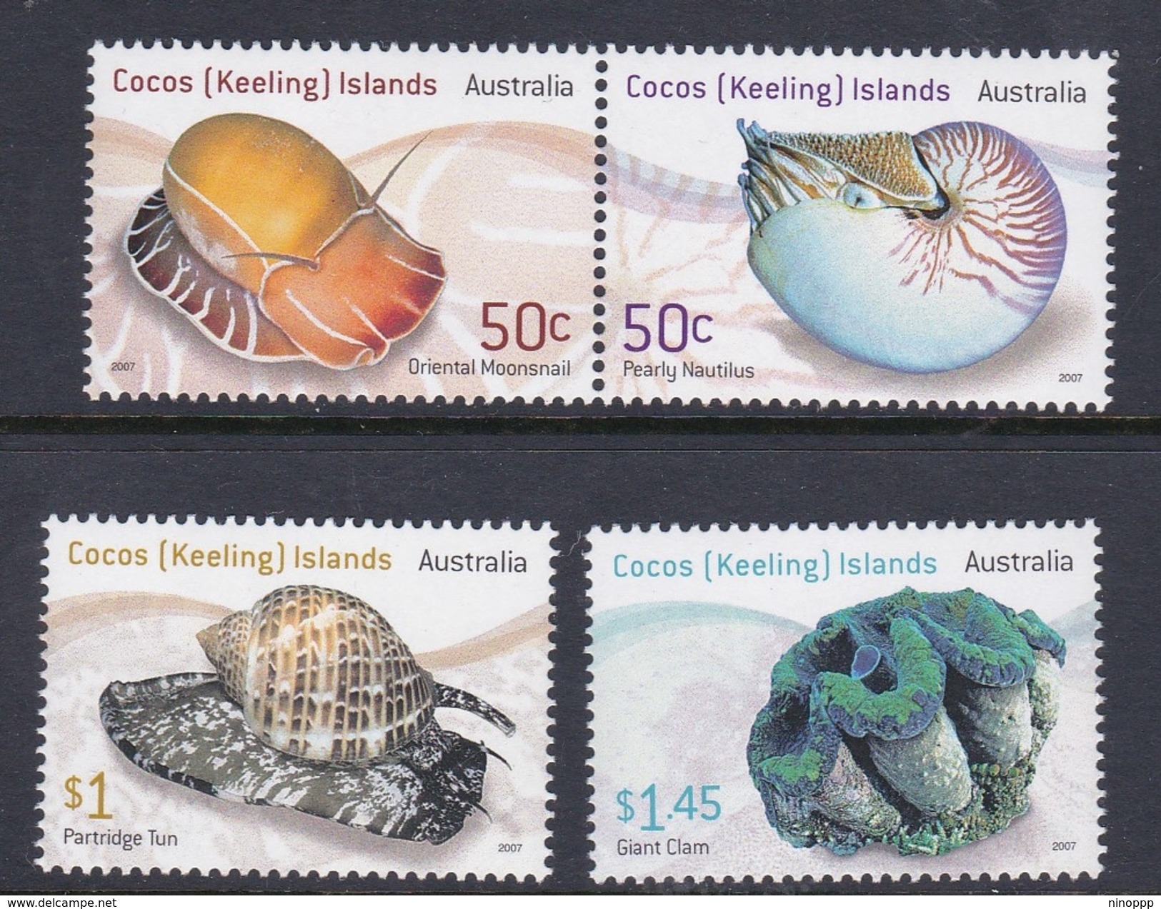 Cocos (Keeling) Islands SG 430-433 2007 Living Shells MNH - Cocos (Keeling) Islands