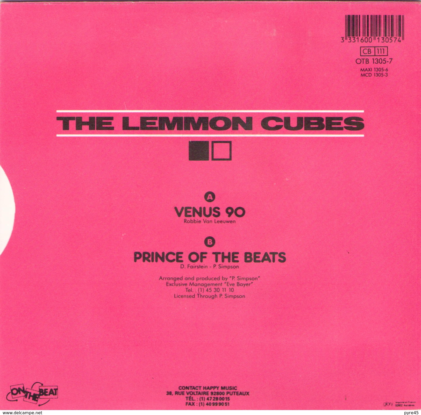 45 T The Lemmon Cubes Venus 90 / Prince Of The Beats 1990 OTB 1305 - Dance, Techno & House