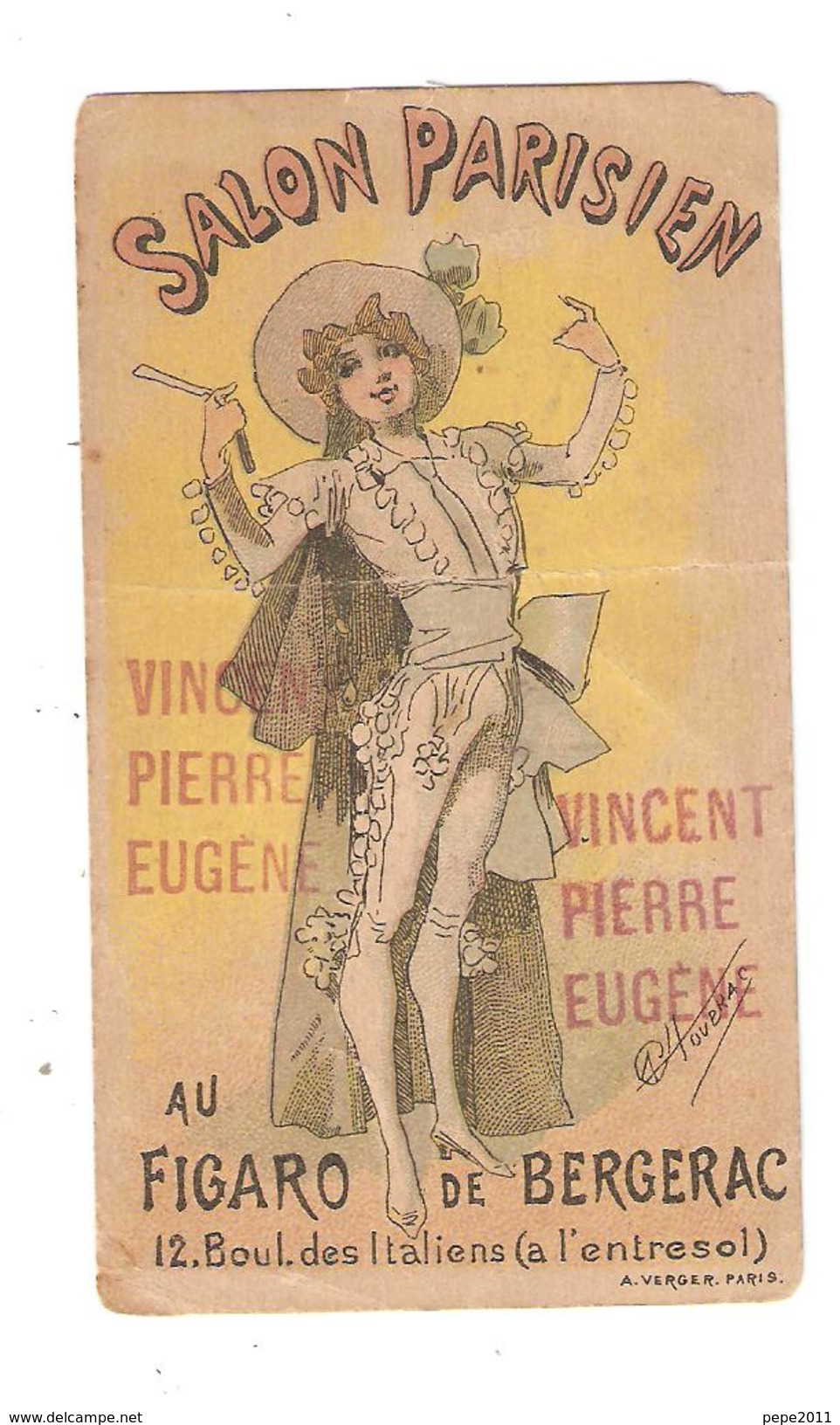 Publicité Art Nouveau Salon Parisien Au Figaro De Bergerac E Chavarochette 12 Bd Des Italiens Paris - Publicités