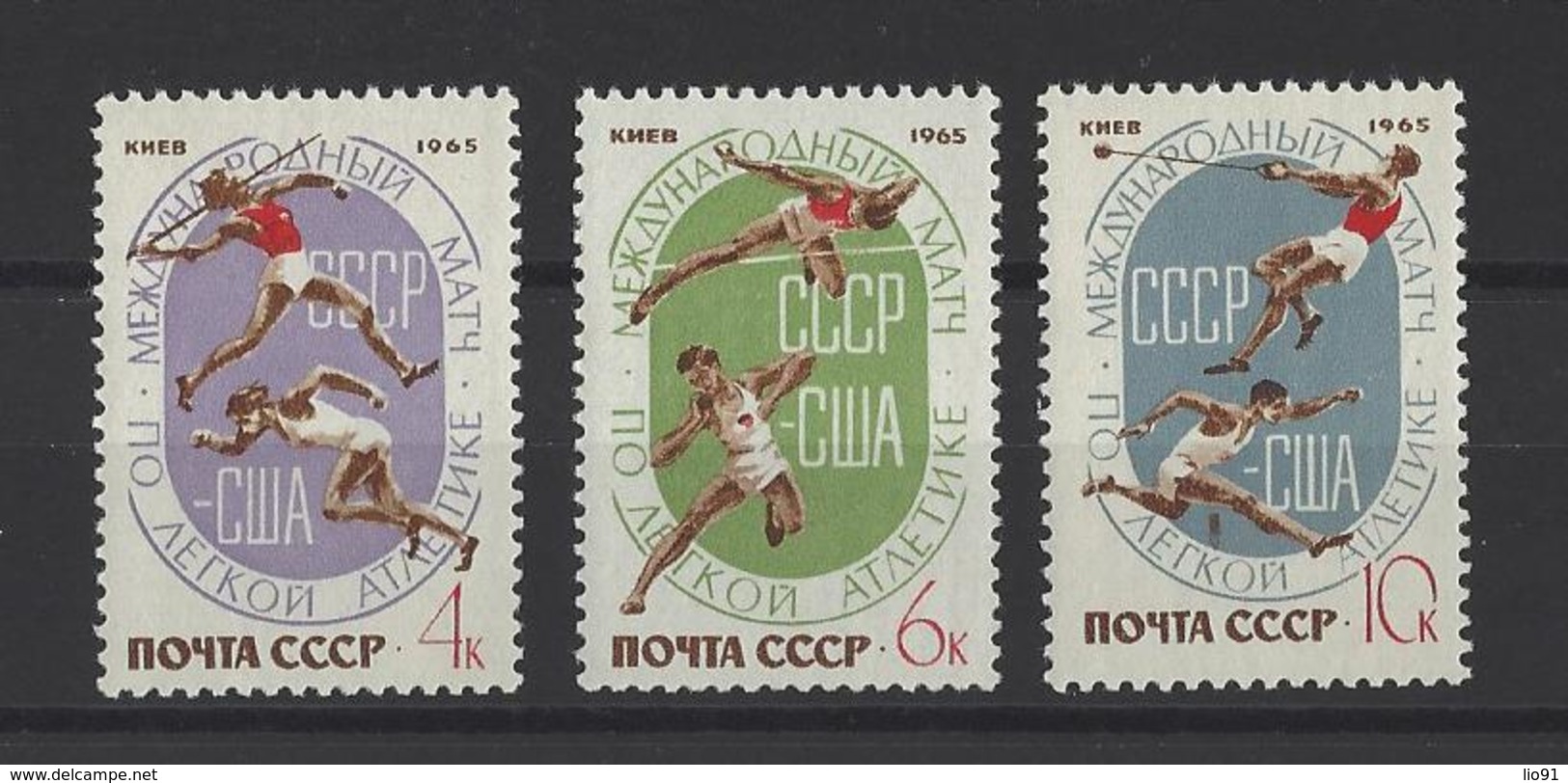 RUSSIE . YT 3001/3003 Neuf ** Meeting Athlétique U.R.S.S.- U.S.A. à Kiev 1965 - Unused Stamps