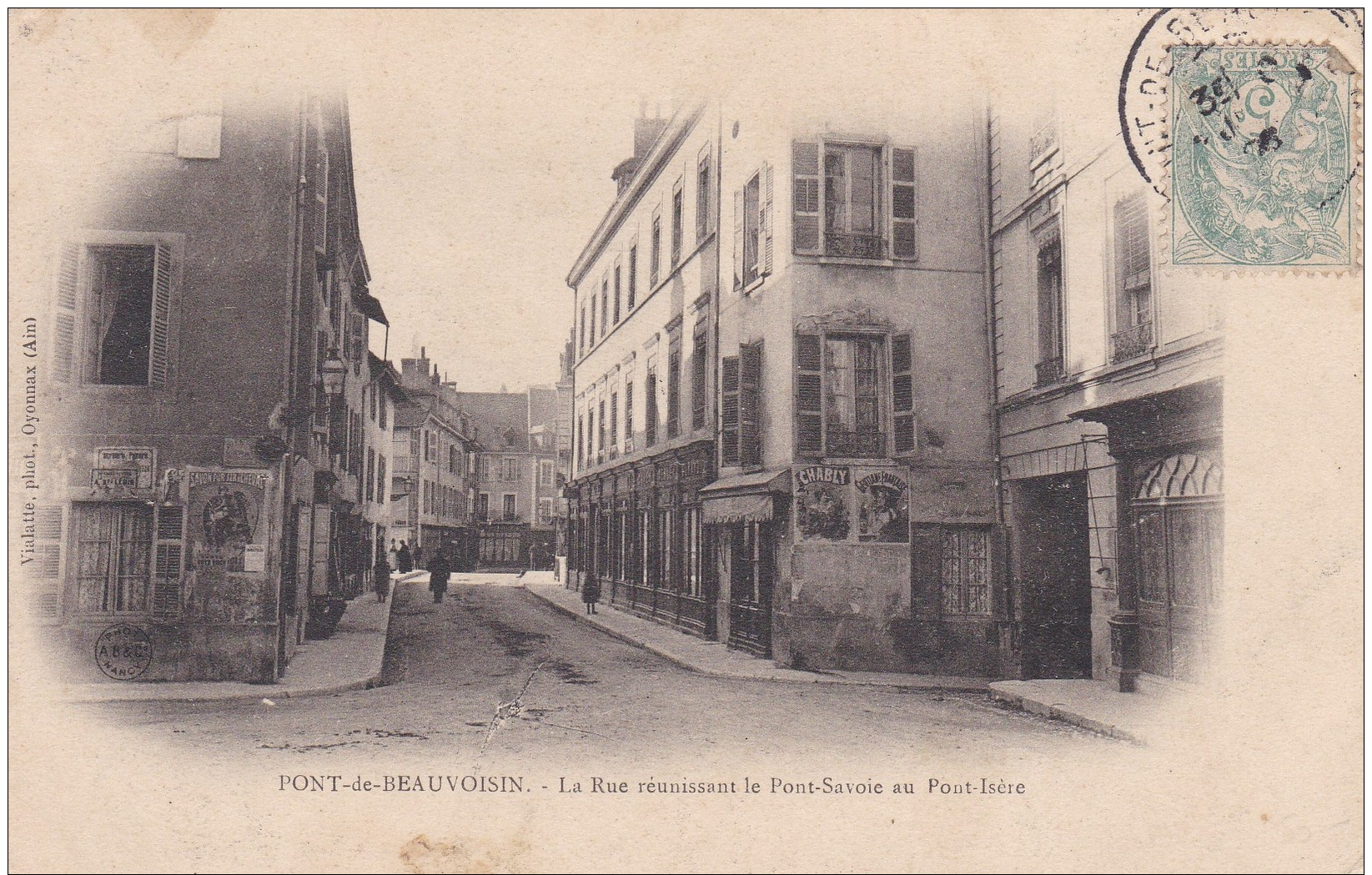 C18 - 73 - Pont De Beauvoisin - Savoie - La Rue Réunissant Le Pont-Savoie Au Pont-Isère - Autres & Non Classés