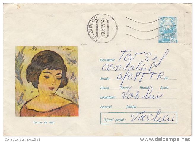 60622- NICOLAE TONITZA- HEAD OF A GIRL, PAINTINGS, COVER STATIONERY, 1973, ROMANIA - Sonstige & Ohne Zuordnung