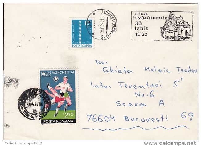 60705- WEST GERMANY'74 SOCCER WORLD CUP STAMP ON COVER, TEACHER'S DAY POSTMARK, 1982, ROMANIA - Sonstige & Ohne Zuordnung