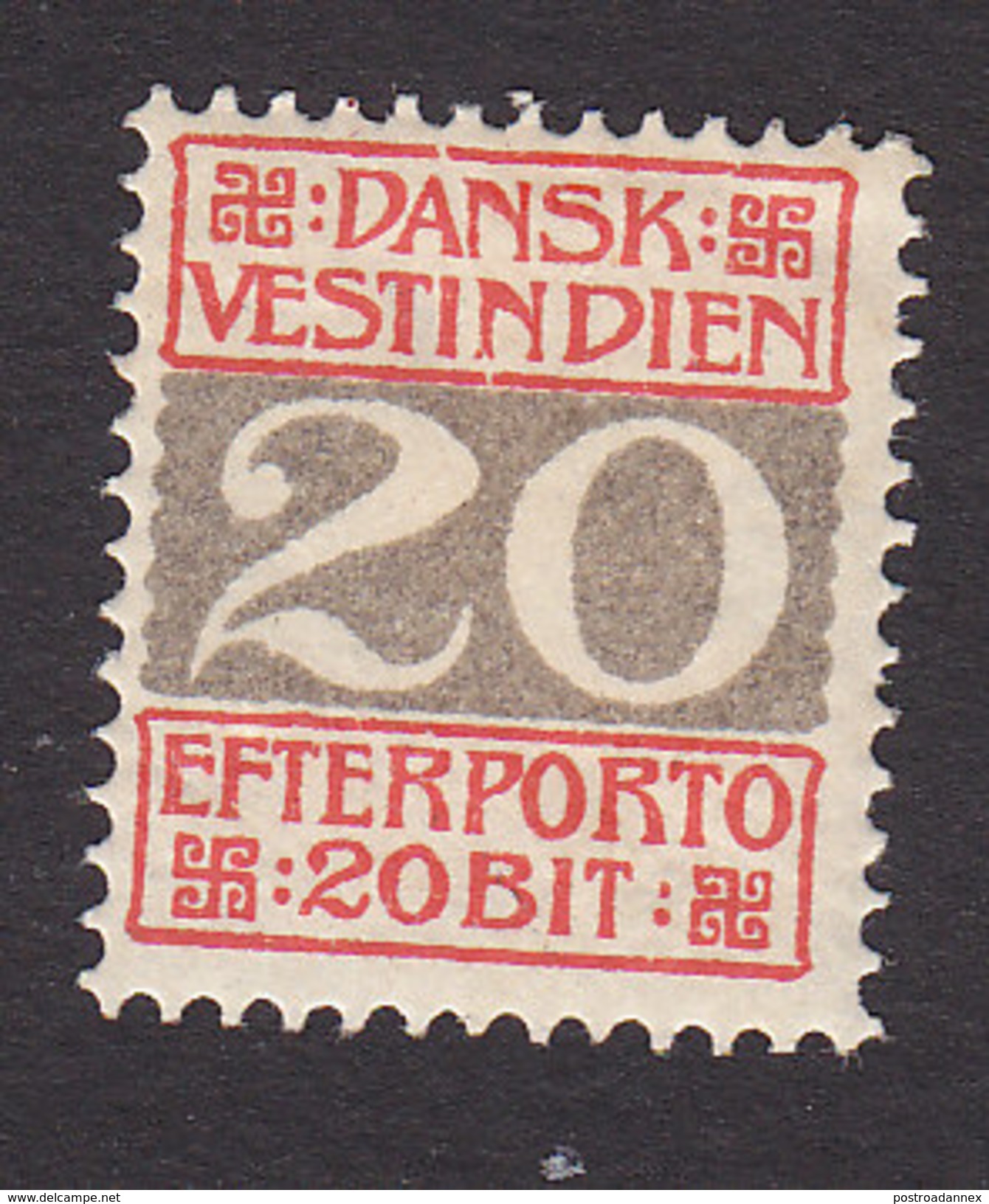 Danish West Indies, Scott #J6, Mint Hinged, Number, Issued 1905 - Danemark (Antilles)