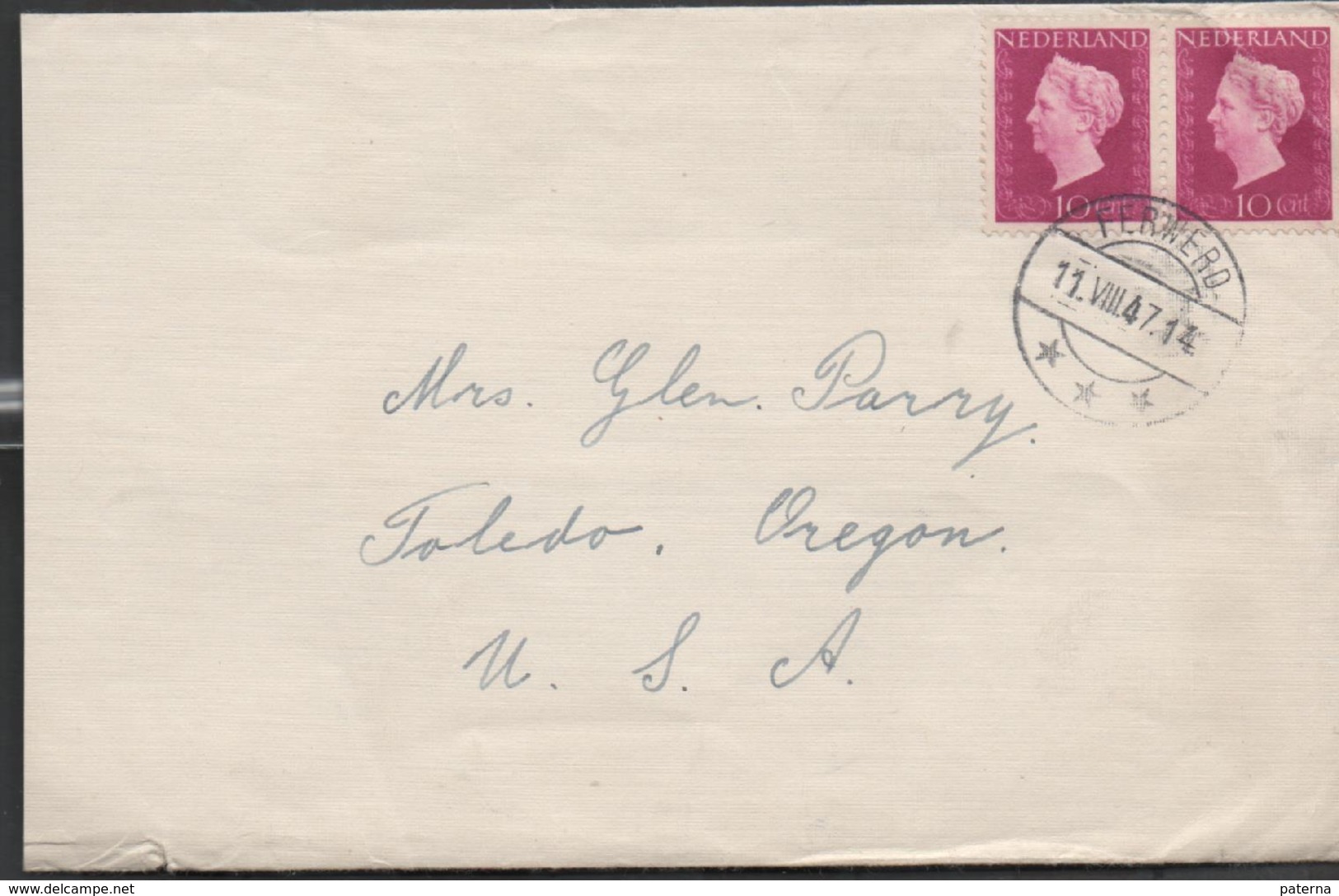 3140 Carta Holanda Ferwerd   1947 - Briefe U. Dokumente