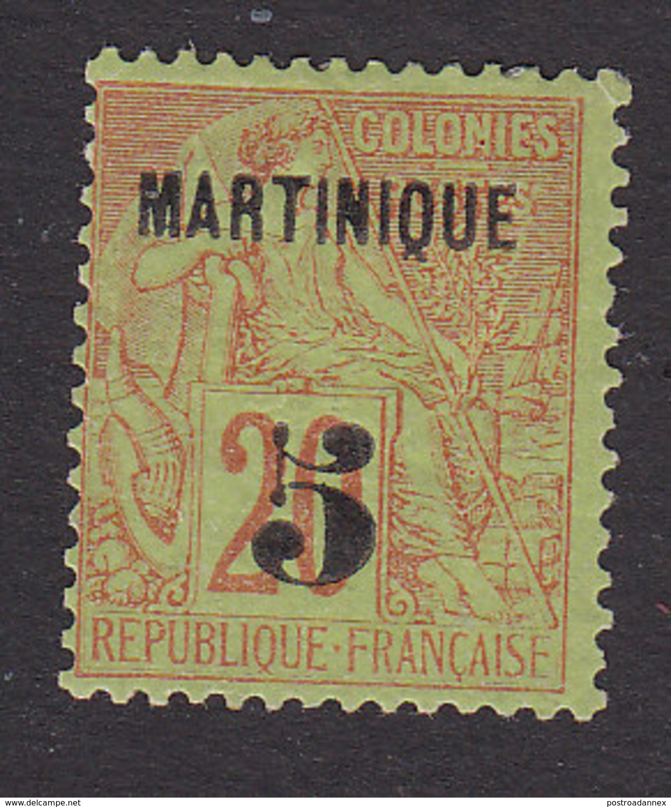 Martinique, Scott #1, Mint Hinged, French Issue Surcharged, Issued 1886 - Ungebraucht