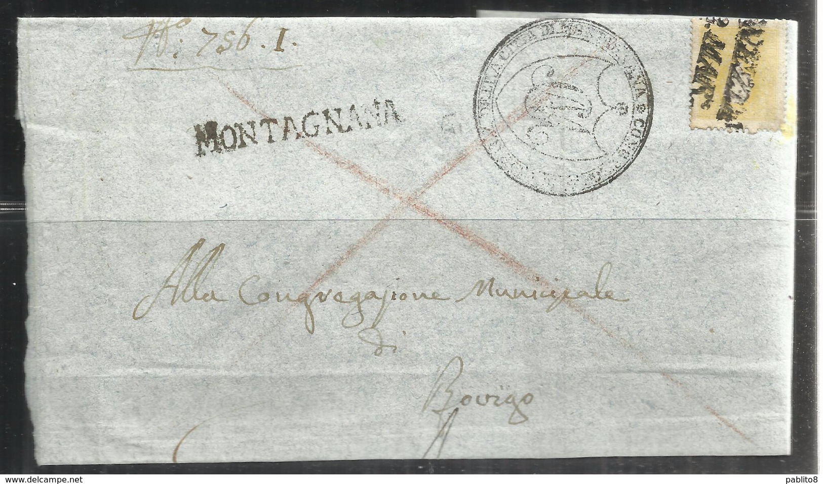 LOMBARDO VENETO 1859 EFFIGIE FRANCESCO GIUSEPPE S 2 SOLDI GIALLO ANNULLO SU PIEGO - Lombardy-Venetia