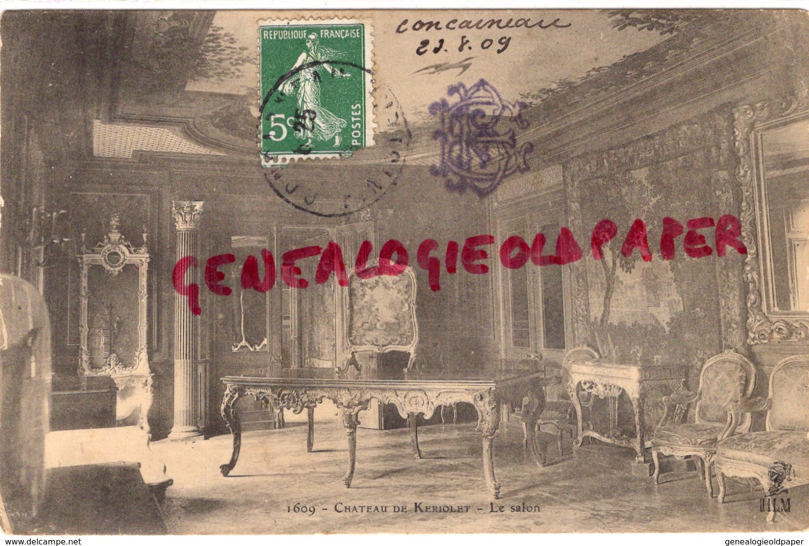 29 - BEUZEC CONQ - CONCARNEAU - LE CHATEAU DE KERIOLET - LE SALON- 1909 - Beuzec-Cap-Sizun