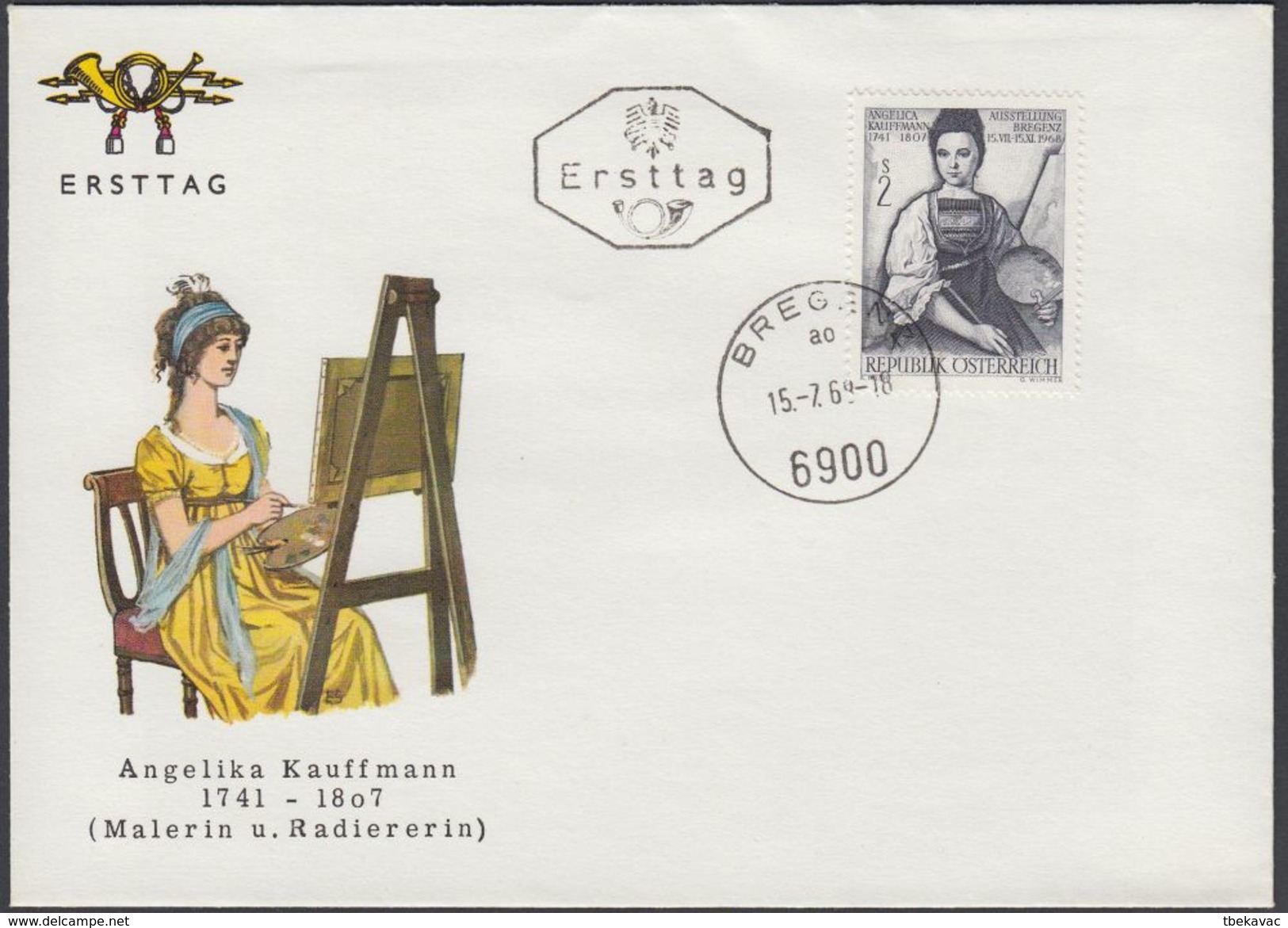 Austria 1968, FDC Cover "Angelica Kauffmann" W./postmark "Bregenz", Ref.bbzg - Abarten & Kuriositäten