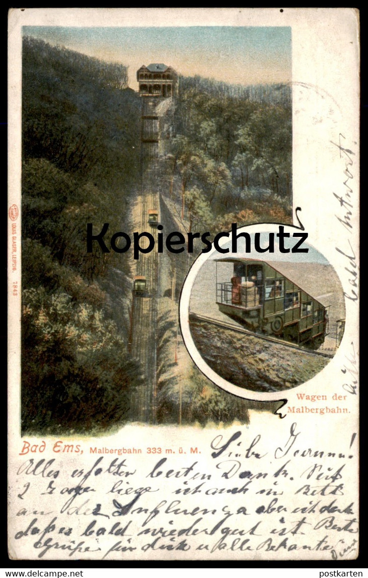 ALTE POSTKARTE BAD EMS WAGEN DER MALBERGBAHN Bahn Zug Train Waggon Cpa Ansichtskarte Postcard AK - Eisenbahnen