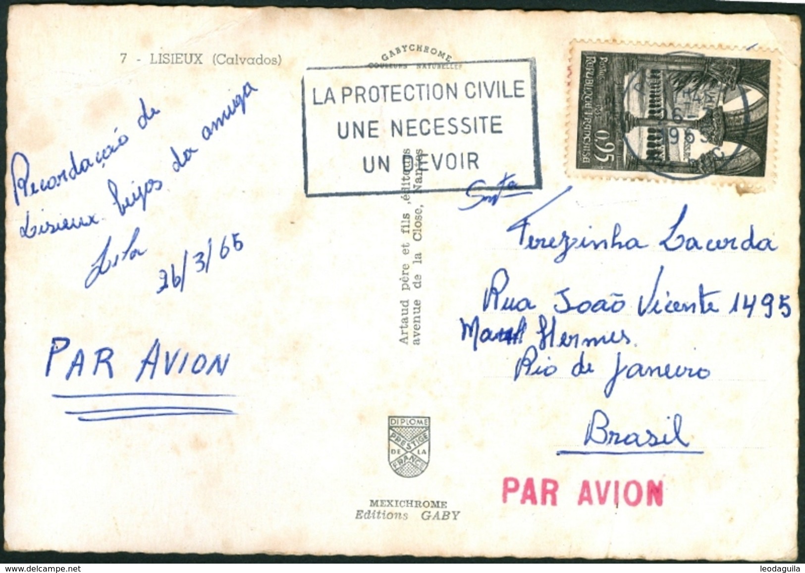 FRANCE - LISIEUX  - CALVADOS  - CIRCULATED 1965 - Lisieux