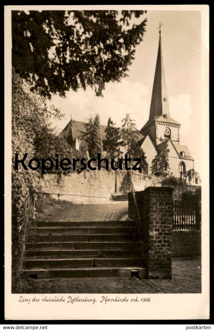 ALTE POSTKARTE LINZ DAS RHEINISCHE ROTHENBURG PFARRKIRCHE ERBAUT 1206 Kirche Cpa Ansichtskarte Postcard AK - Linz A. Rhein