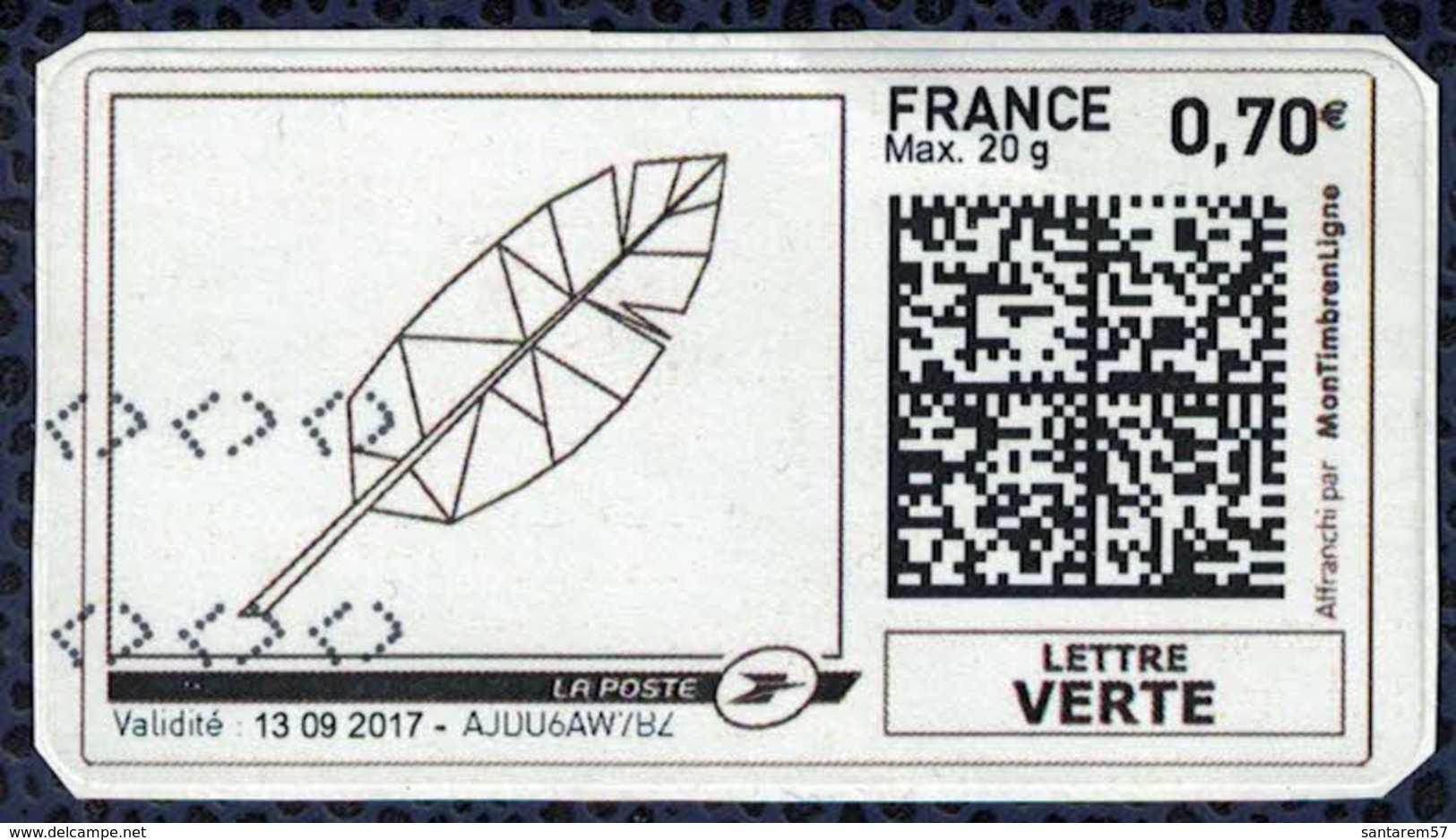 France Vignette Oblitérée Used Mon Timbre En Ligne Plume Minimaliste - Other & Unclassified