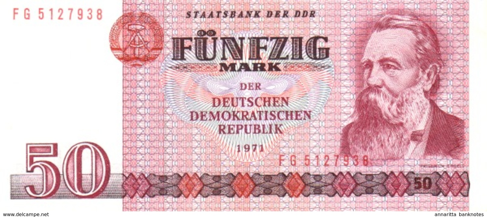 GERMAN DEMOCRATIC REPUBLIC 50 MARK 1971 (1986) P-30b UNC NARROW S/N [DDR304b] - 50 Mark