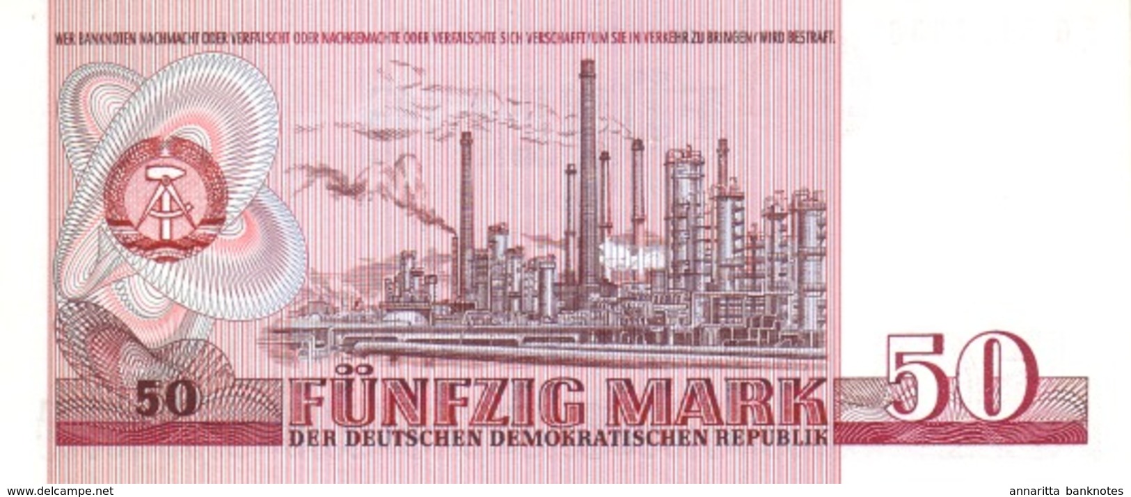 GERMAN DEMOCRATIC REPUBLIC 50 MARK 1971 (1986) P-30b UNC NARROW S/N [DDR304b] - 50 Mark