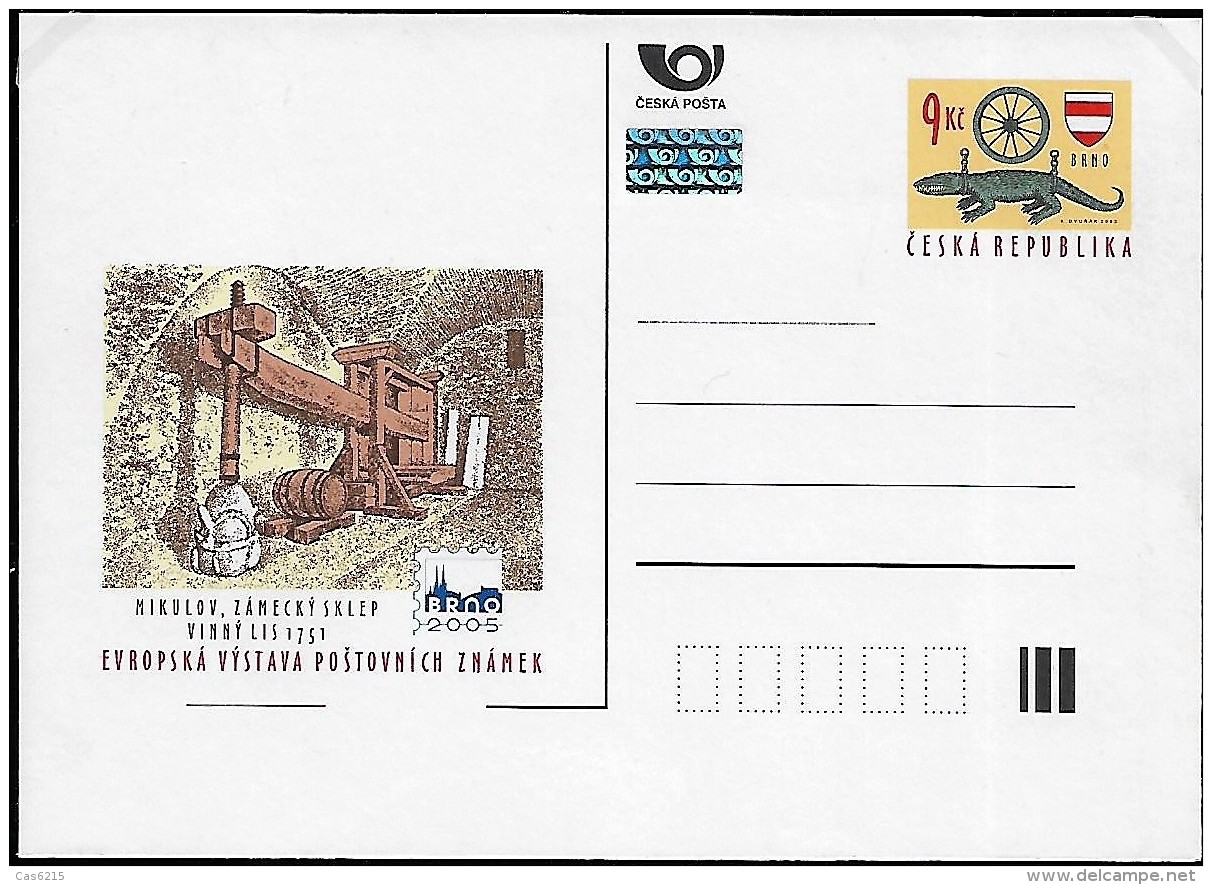 CZECH REPUBLIC 2003 Château Mikulov Caves Pressoir à Vin , 1 Stationaire Carte Postal Neuf - Lettres & Documents