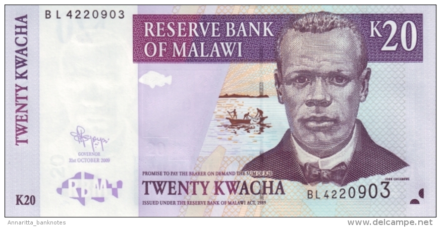 MALAWI 20 KWACHA 2009 P-52e UNC  [MW143f] - Malawi