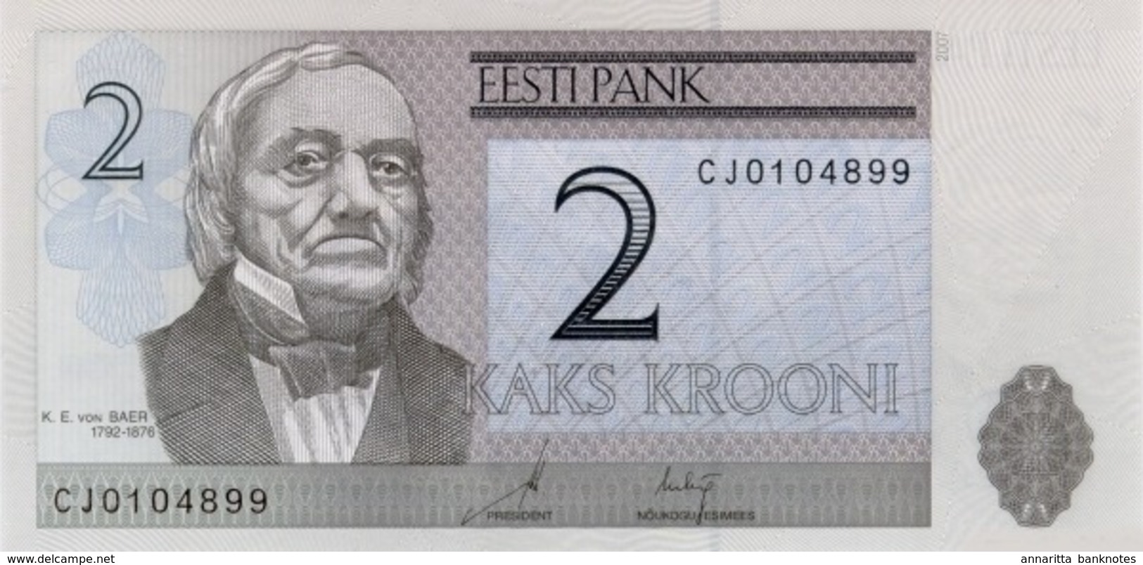 ESTONIA 2 KROONI 2007 (2009) P-85b UNC [ EE227b ] - Estonia