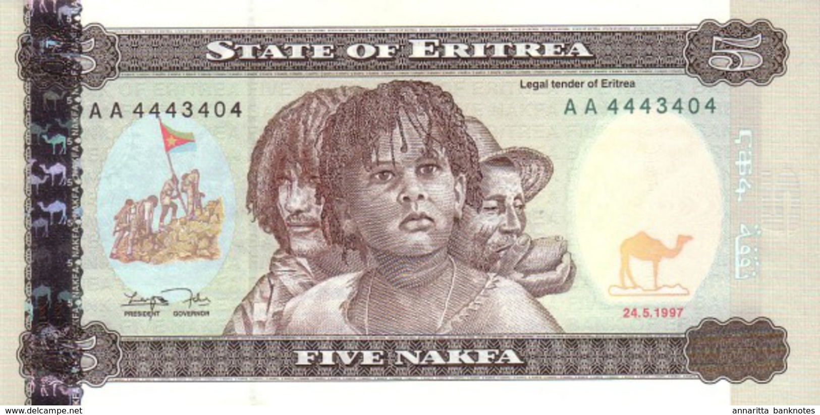 ERITREA 5 NAKFA 1997 P-2 UNC [ ER102a ] - Eritrea