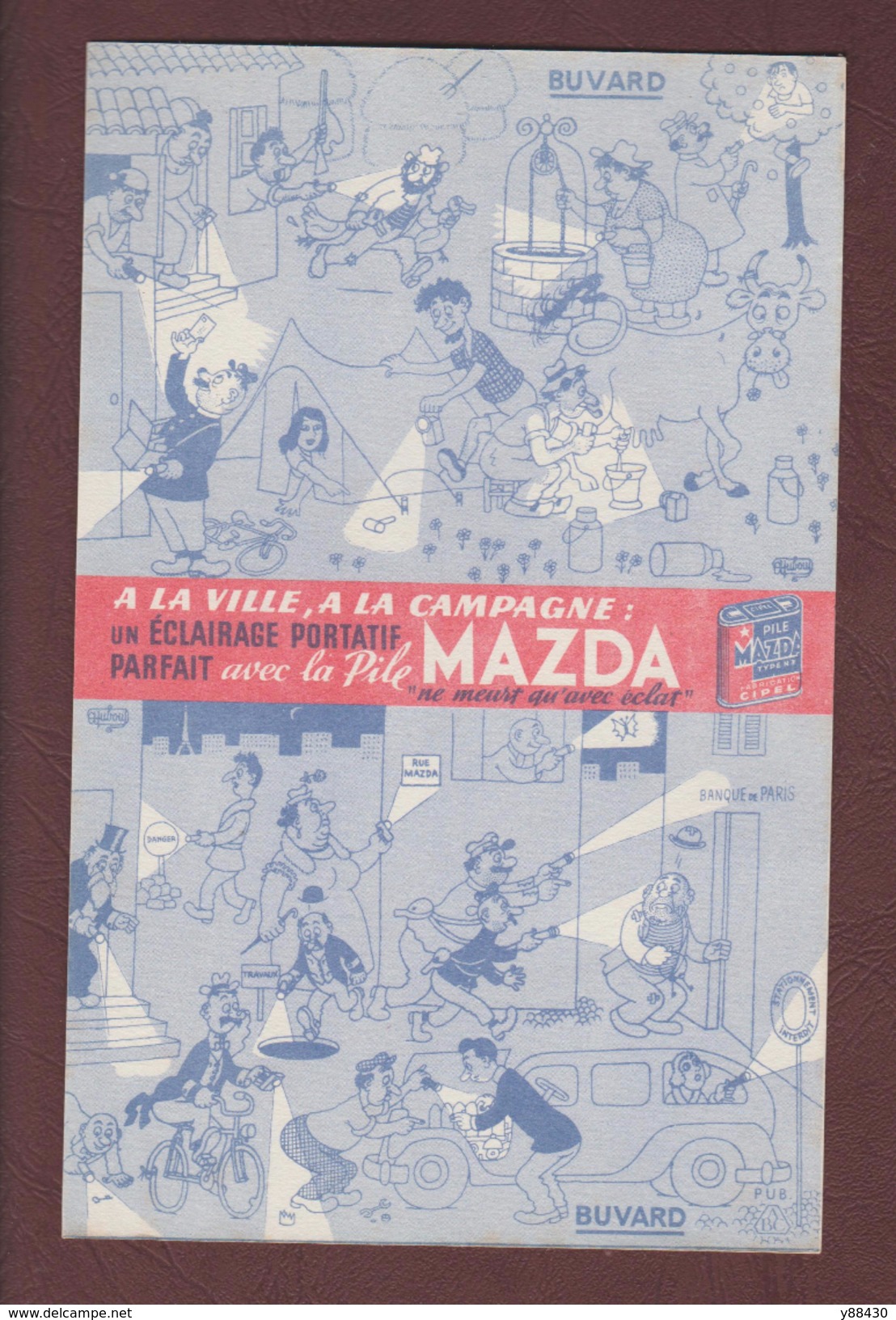 BUVARD  -- Pile  MAZDA - Dessin, Illustrateur Albert DUBOUT - Buvard Superbe.!! - 2 Scannes. - Piles