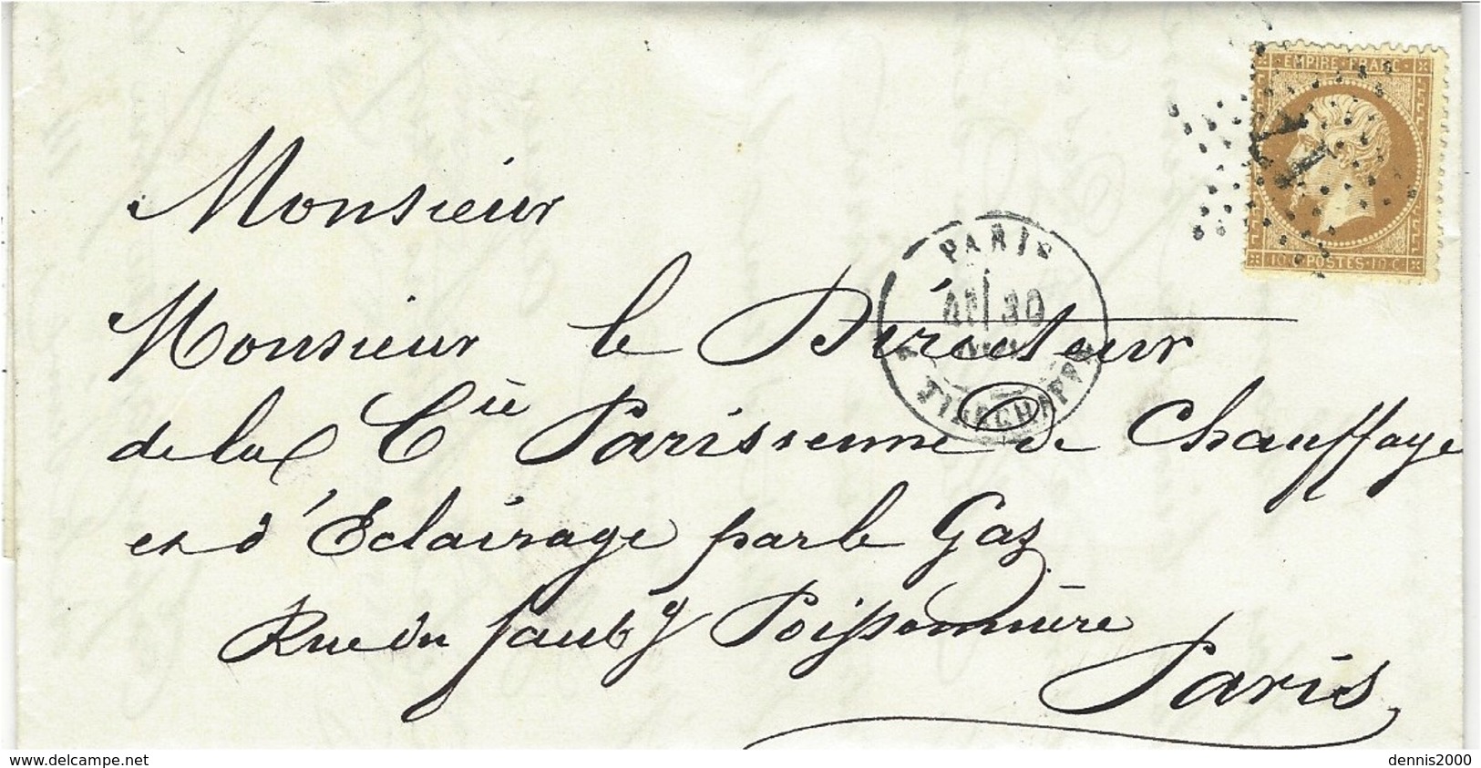 1865- Lettre  De PARIS / R. TIRECHAPPE   Affr. N° 21 étoile  16 - 1849-1876: Période Classique