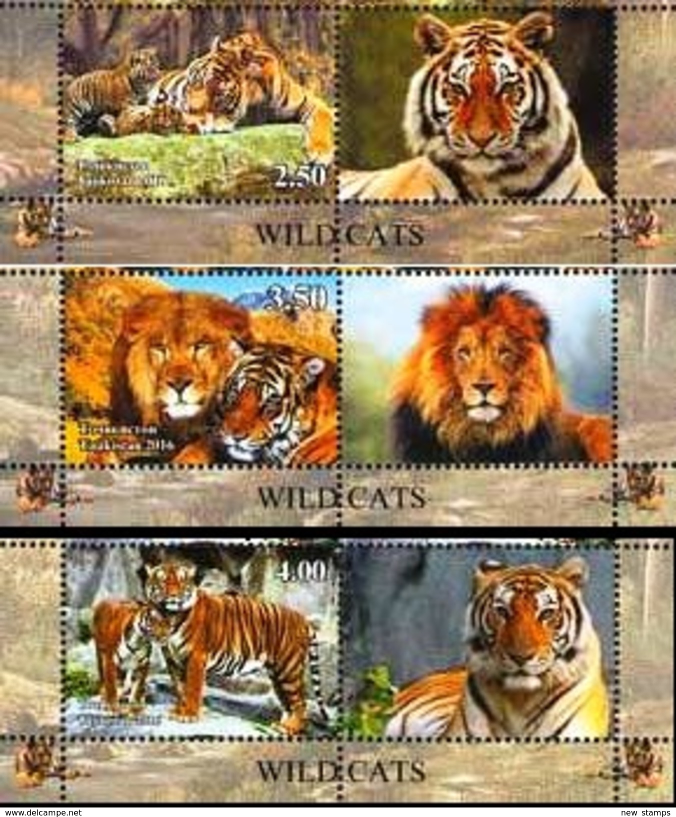 Tajikistan 2016 Wild Cats 3v + Labels MNH - Raubkatzen