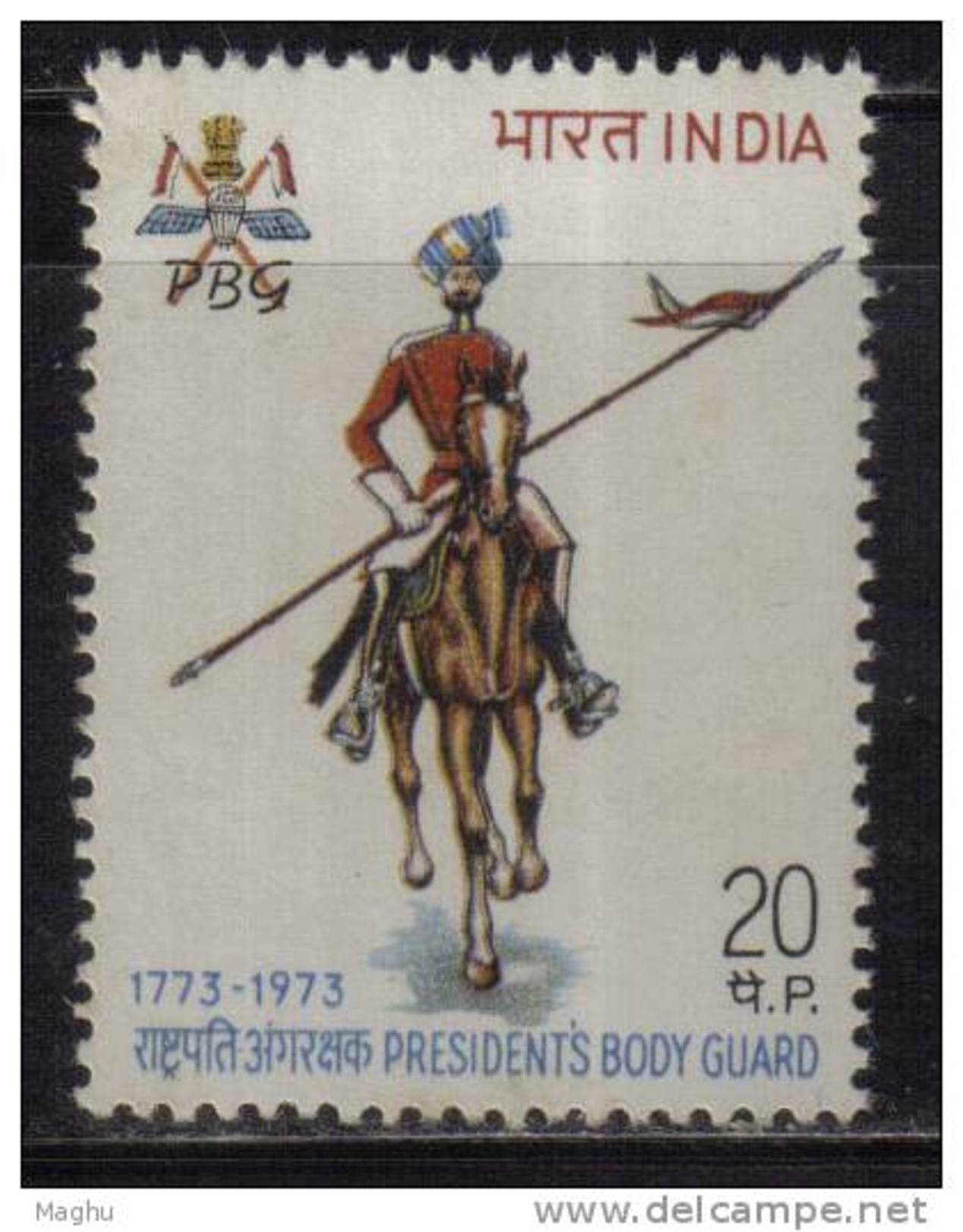 India MNH 1973,  Presidents Bodyguard, On Horse., As Scan - Unused Stamps