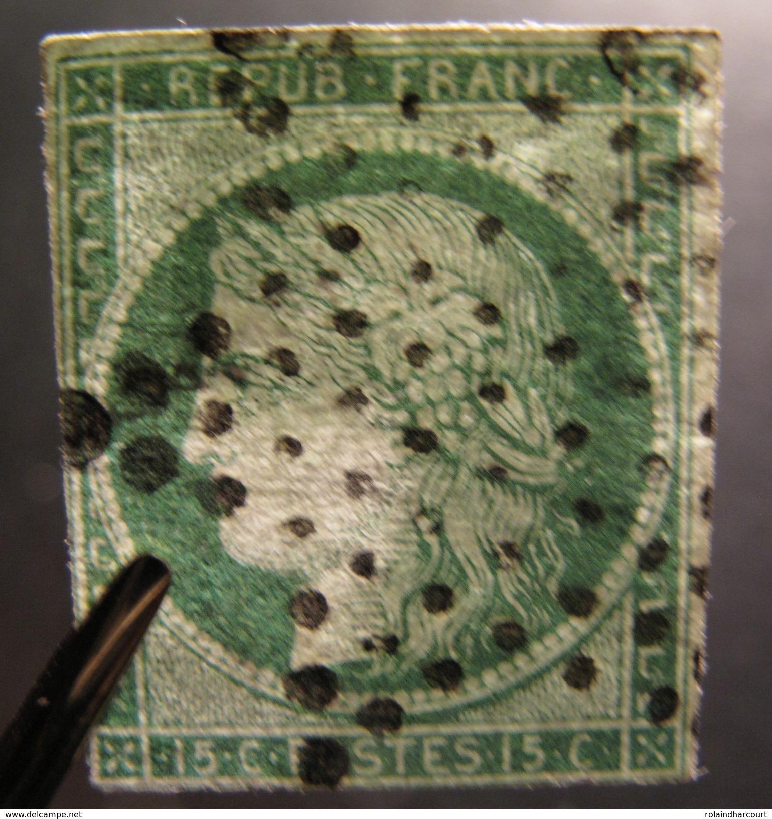 LOT R1592/6 - CERES N°2b Vert Foncé - SUPERBE OBLITERATION ETOILE MUETTE DE PARIS - Cote : 1200,00 &euro; - 1849-1850 Ceres