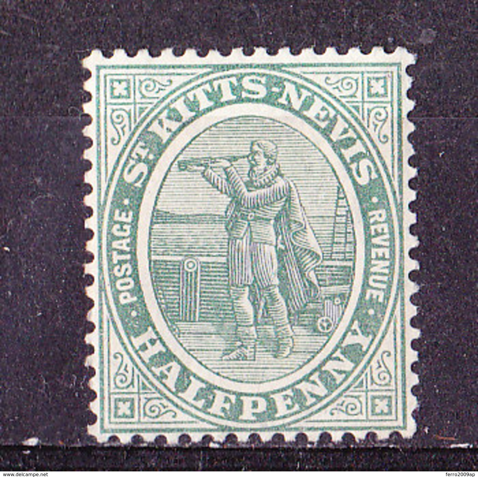 St. Christopher  Nevis 1905 -1/2 P. Verde  Nuovo MLH - St.Christopher-Nevis-Anguilla (...-1980)