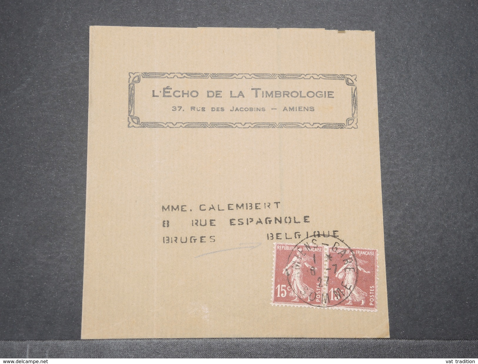 FRANCE - Bande Journal D 'Amiens Pour La Belgique En 1926 , Affranchissement Semeuses  - L 7849 - 1921-1960: Modern Period