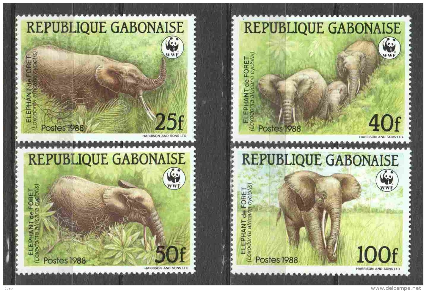 Gabon 1988 Mi 1009-1012 MNH WWF ELEPHANT - Unused Stamps