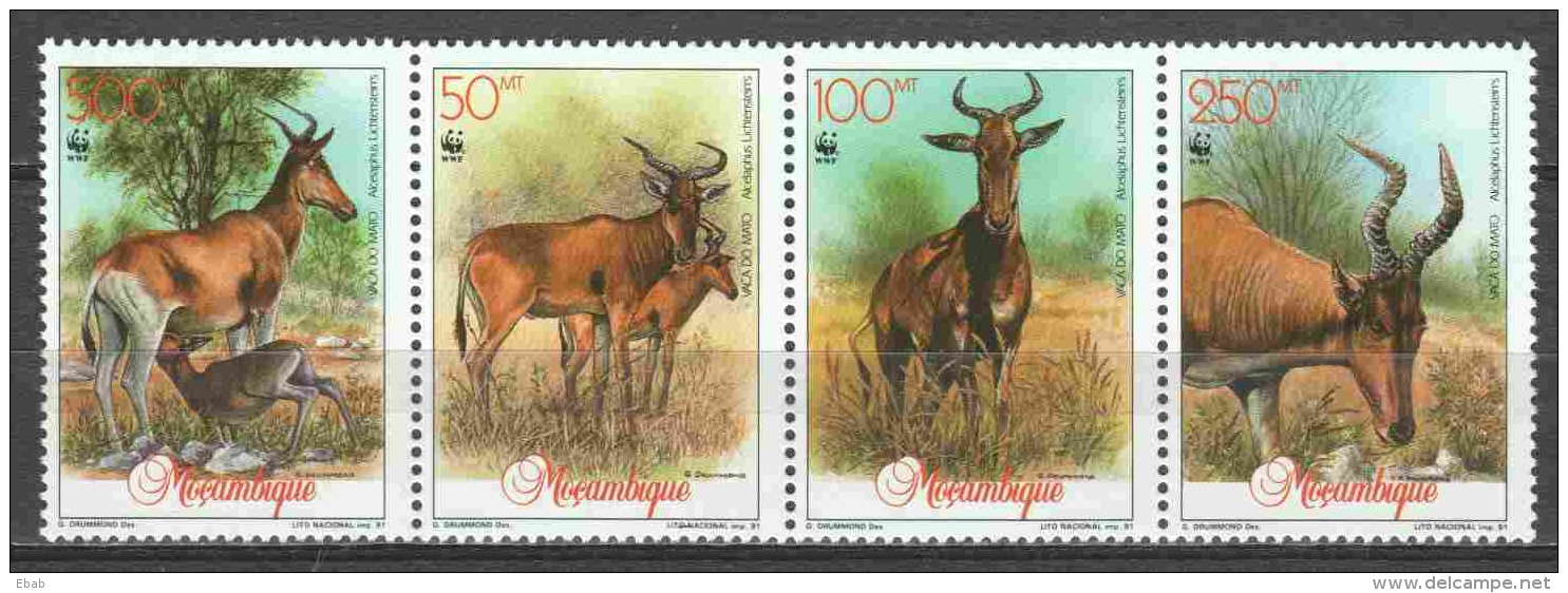 Mocambique 1991 Mi 1231-1234 MNH WWF ANTELOPES - Unused Stamps