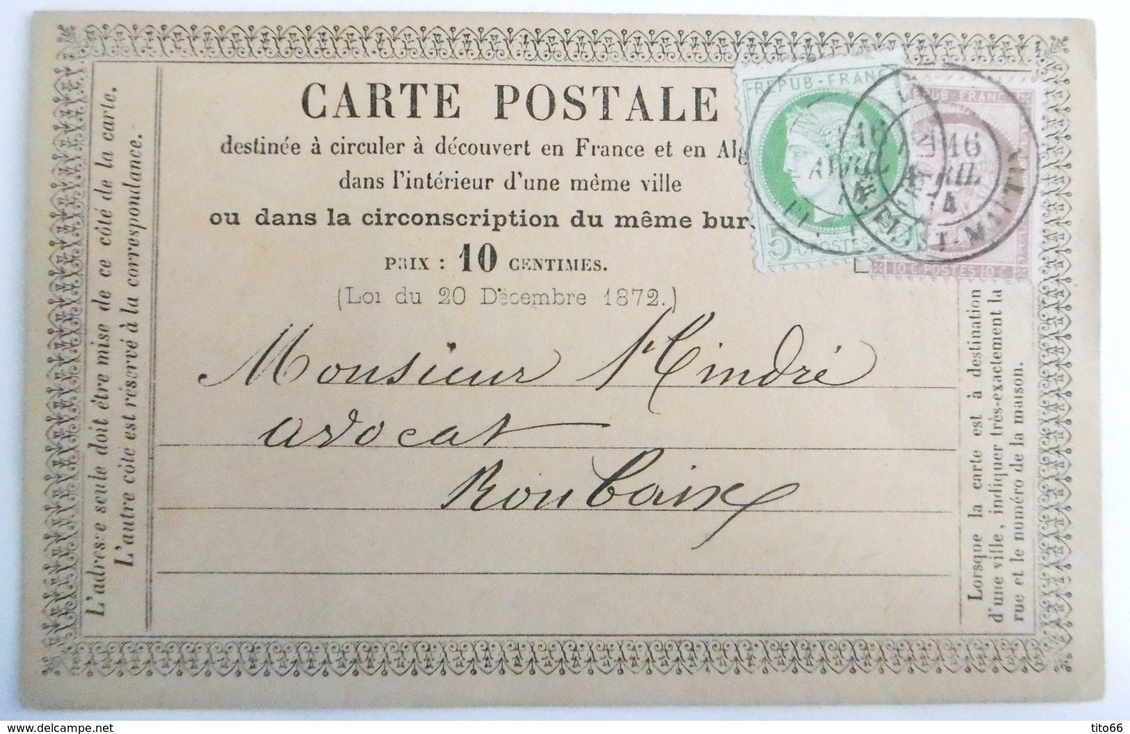 (106) Carte Postale Précurseur Cérès 53+58 De Paris Pour Roubaix - Cartes Précurseurs