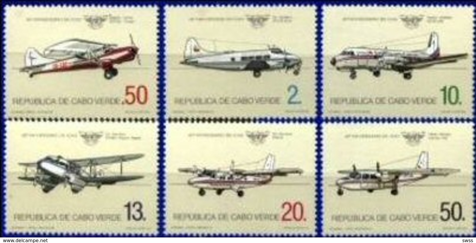 CAPE VERDE, 1984, AIRPLANES, ICAO, YV#482-87; R#123-28, MNH - Cape Verde