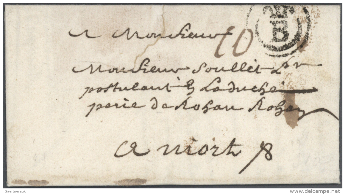 Frankreich - Vorphilatelie: 1744/1791 Ca., Useful Lot Of 160 Folded Letters With Cancellations Of The Pre Napoleon Era. - 1792-1815: Départements Conquis
