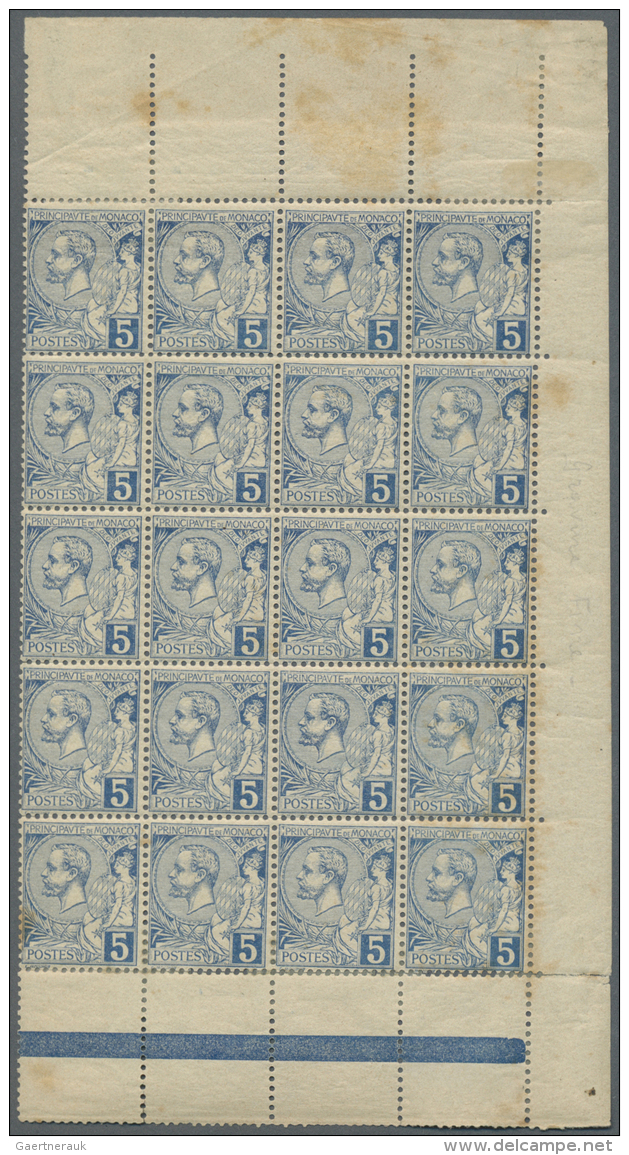 Monaco: 1891/1981, Mint Assortment Of Mainly Specialities, From 1891 5c. Blue Block Of 20 (staining), 1946 Imperforate G - Nuovi