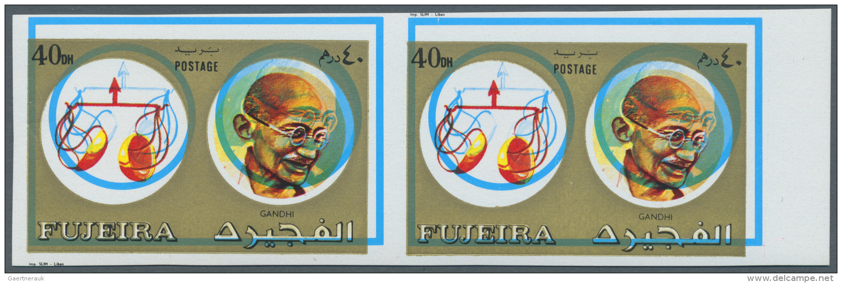 Thematik: Pers&ouml;nlichkeiten - Gandhi / Personalities - Gandhi: Fujeira, 1973, 40 Dirham Gandhi And Scale, 2 Imperfor - Mahatma Gandhi