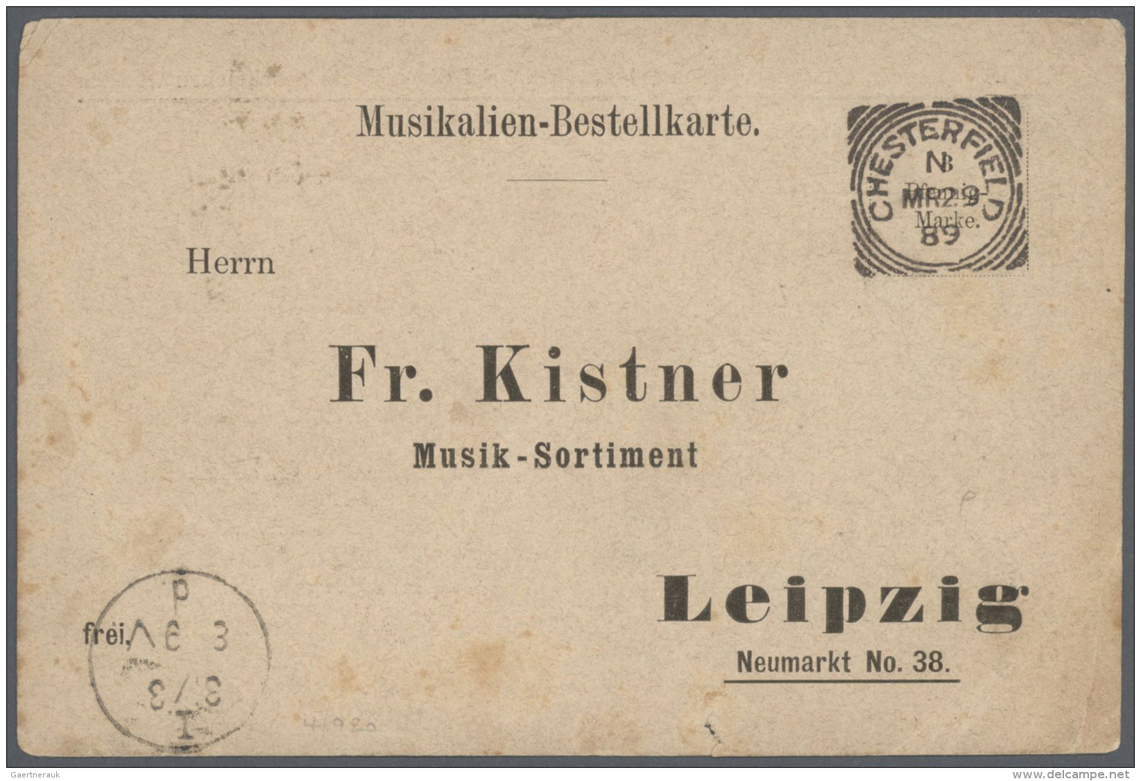 Gro&szlig;britannien: 1889/1914, Two Missent Items With Different Canc./labels, A Musik-advice GB-Germany And A Register - Briefe U. Dokumente