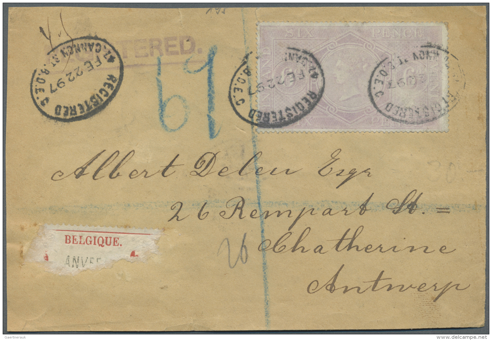 Gro&szlig;britannien: 1848/1940 (ca.), Lot Of 13 Items, Varied Condition, E.g. Stampless Letter 1848 To Antigua With 1/- - Briefe U. Dokumente