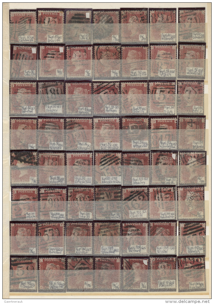 Gro&szlig;britannien: 1860/1900 (ca.), Accumulation Of Several Hundred Stamps, Mainly 1d. Red Perf. , Showing A Good Div - Gebraucht