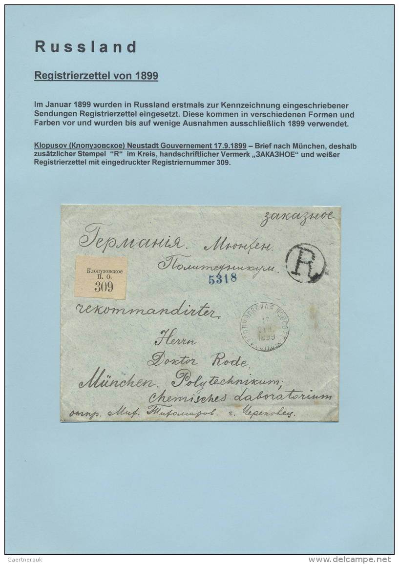 Russland: 1856/1941, Useful Collections Containing 63 Covers, Some With Interesting And Rare Registered Labels, Some Cov - Briefe U. Dokumente