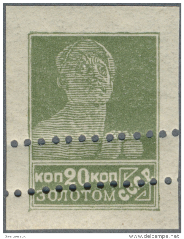 Sowjetunion: 1924, 20kop. Greyish Green On Thin Greyish Paper Without Watermark, Typographed Printing, Imperforate With - Unused Stamps