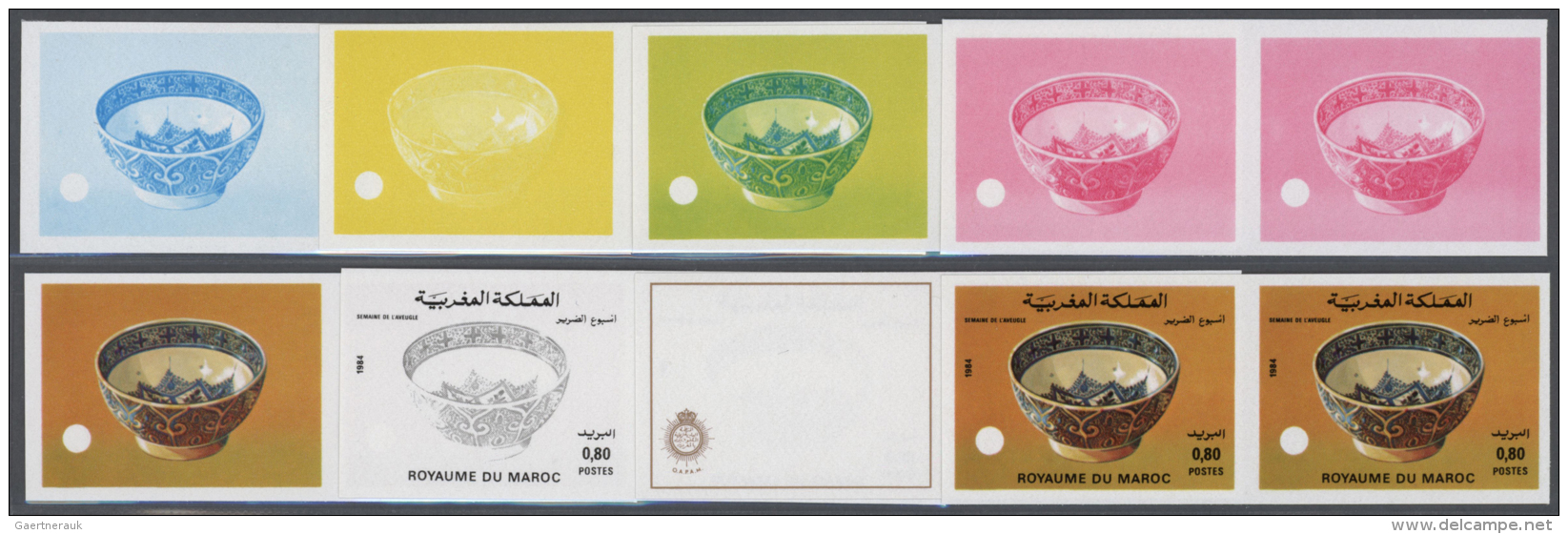 Thematik: Porzellan-Keramik / Porcelain-ceramics: 1984, Morocco. Progressive Proofs (8 Phases) For The Issue "Week Of Th - Porzellan