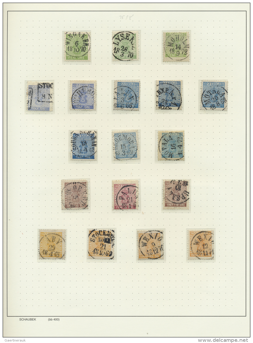 Schweden: 1839/1910 (ca.), Used Collection In A Binder, Neatly Arranged On Apprx. 55 Album Pages, Showing A Nice Range O - Briefe U. Dokumente