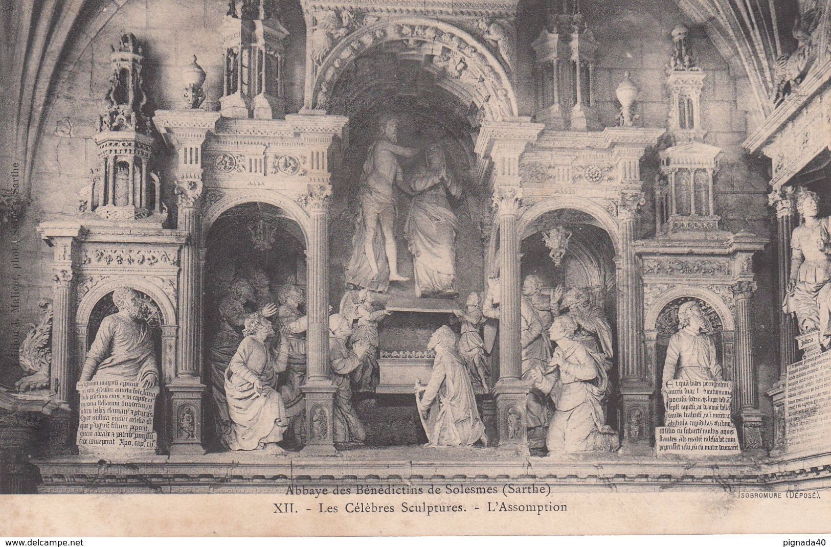Cp , 72 , SOLESMES , Abbaye Des Bénédictins , Les Célèbres Sculptures , L'Assomption - Solesmes