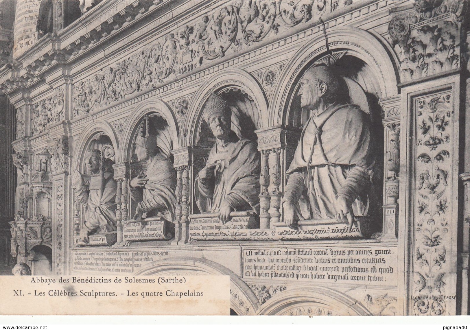 Cp , 72 , SOLESMES , Abbaye Des Bénédictins , Les Célèbres Sculptures , Les Quatre Chapelains - Solesmes