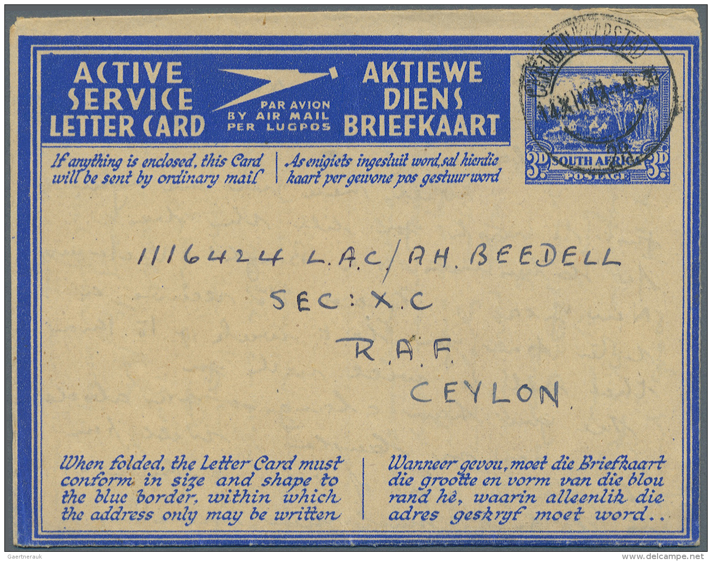 S&uuml;dafrika - Ganzsachen: ACTIVE SERVICE LETTERCARDS: 1941/1944 (ca.), Accumulation With About 69 Used Active Service - Other & Unclassified